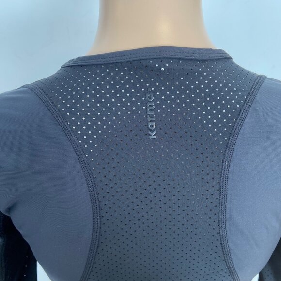 Karma Athletics Womens Black Long-Sleeve Perforated Activewear Top Size Small - Picture 7 of 16